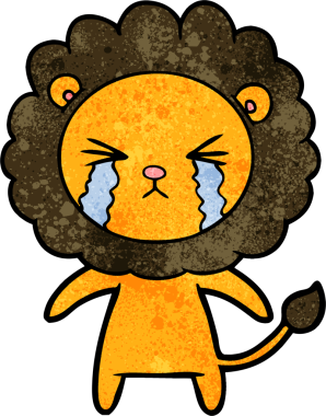 Bir insan tarafından çizilmiş ağlayan bir aslan.