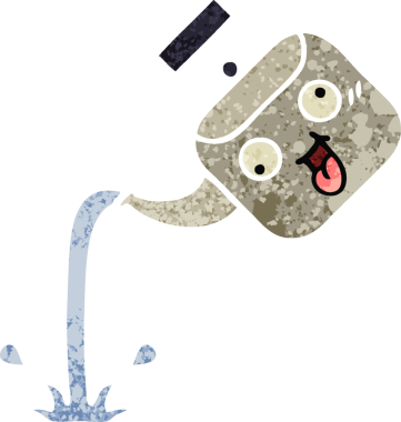 Bir insan tarafından çizilmiş bir çaydanlığın retro çizim tarzı karikatürü