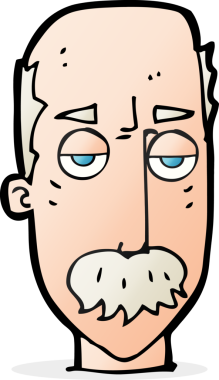 Çizgi film bir insan tarafından çizilmiş sıkıcı yaşlı adam.