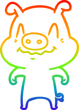 gökkuşağı gradyan çizimi bir insan tarafından çizilmiş sinir çizgi domuz