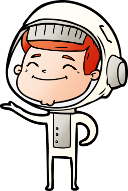 Bir insan tarafından çizilmiş mutlu astronot çizgi filmi.