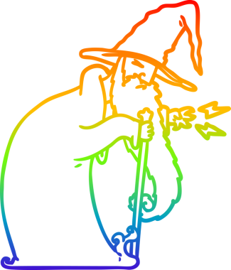 gökkuşağı gradyanı çizimi bir insan tarafından çizilmiş bir çizgi film sihirbazı