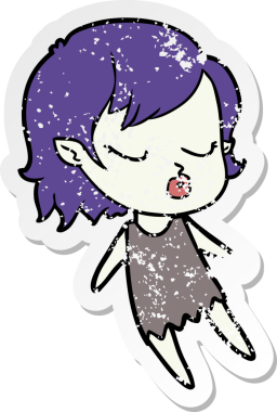 Bir insan tarafından çizilmiş şirin bir vampir kızın sıkıntılı çıkartması.