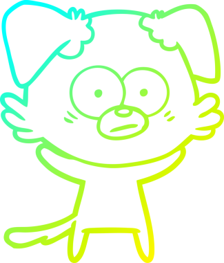 Bir insan tarafından çizilmiş bir köpek çizgi filminin soğuk gradyanı.