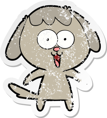 Bir insan tarafından çizilmiş şirin bir köpeğin sıkıntılı çıkartması.