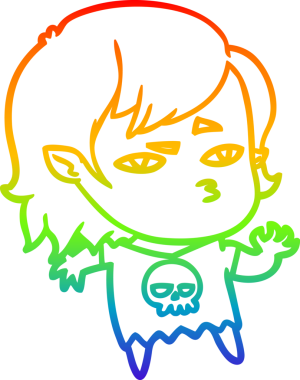 Gökkuşağı gradyan çizimi Bir insan tarafından çizilen vampir kız çizgi