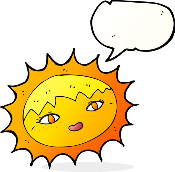 bir insan tarafından çizilmiş konuşma balonlu güzel bir güneş.