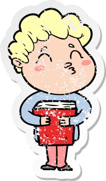 Bir insan tarafından çizilmiş karikatür adamın sıkıntılı çıkartması.