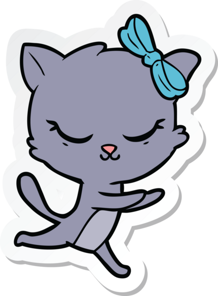 Bir insan tarafından çizilmiş şirin bir çizgi film kedisinin çıkartması.