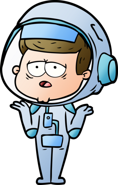 Bir insan tarafından çizilmiş yorgun astronot çizgi filmi.