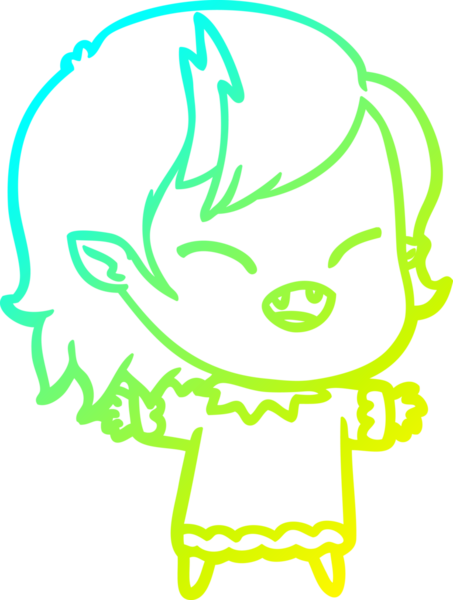 Bir insan tarafından çizilmiş gülen vampir kız çizgi filmi.