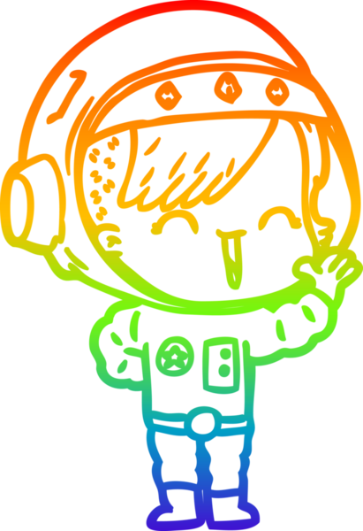 gökkuşağı gradyan çizimi mutlu astronot kız bir insan tarafından çizilmiş