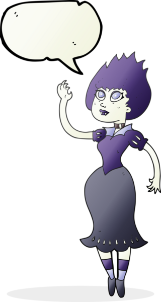 Bir insan tarafından çizilmiş serbest konuşma balonu çizilmiş vampir kız.