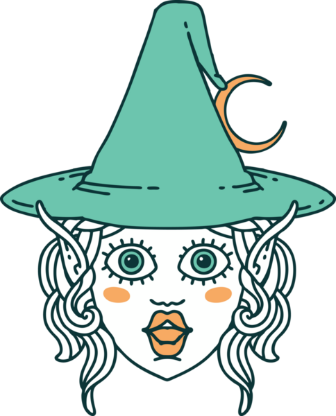 Retro Dövme Biçimi Elf karakteri bir insan tarafından çizilmiş