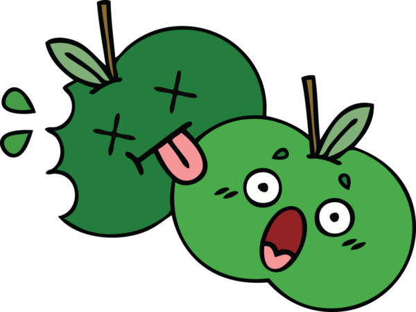 Bir insan tarafından çizilmiş elma karikatürü.