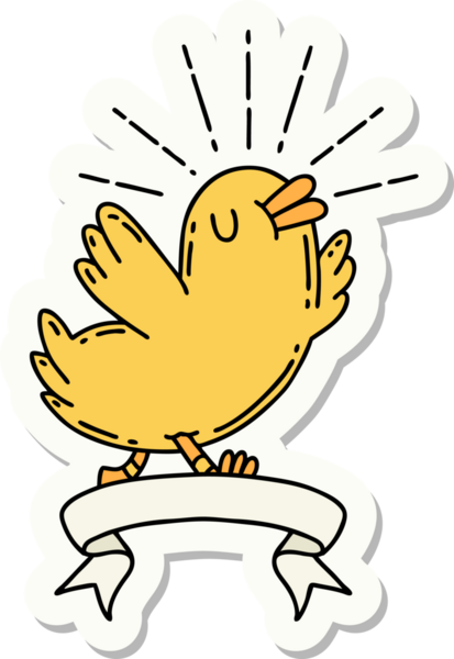 Bir insan tarafından çizilmiş dövme stili mutlu bir kuş.