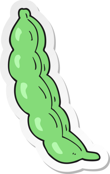 Bir insan tarafından çizilmiş bezelye kabuğundaki bir karikatür çıkartması.