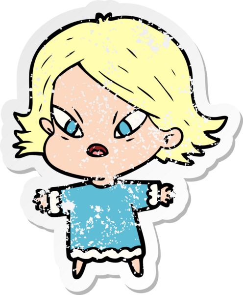 Bir insan tarafından çizilmiş stresli bir karikatür çıkartması.