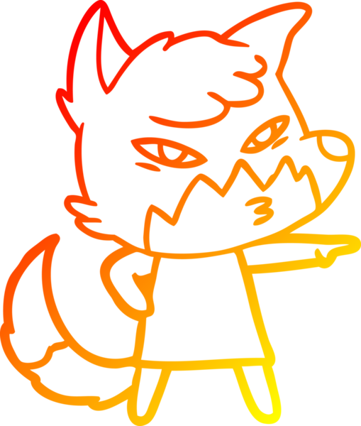 Bir insan tarafından çizilmiş akıllı bir tilkinin sıcak çizgi çizimi