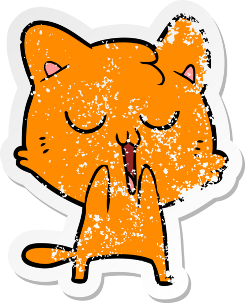 Bir insan tarafından çizilmiş çizgi film kedisinin sıkıntılı çıkartması.