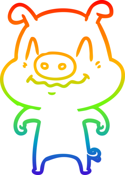 gökkuşağı gradyan çizimi bir insan tarafından çizilmiş sinir çizgi domuz