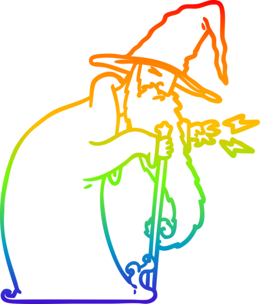 gökkuşağı gradyanı çizimi bir insan tarafından çizilmiş bir çizgi film sihirbazı