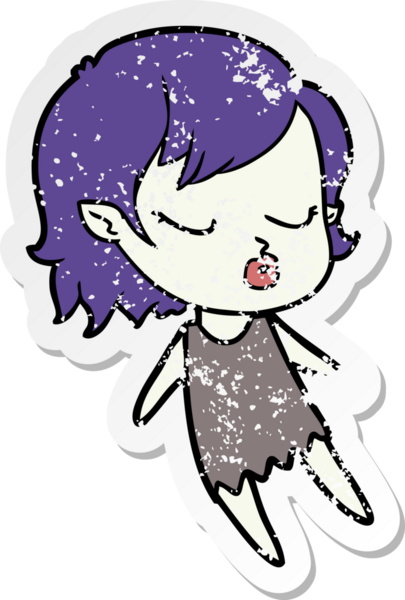 Bir insan tarafından çizilmiş şirin bir vampir kızın sıkıntılı çıkartması.