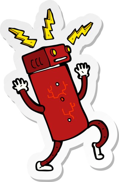 Bir insan tarafından çizilmiş robot karikatür çıkartması.