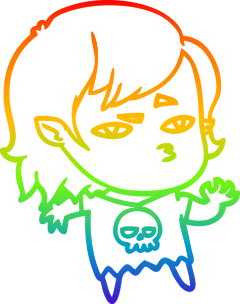 Gökkuşağı gradyan çizimi Bir insan tarafından çizilen vampir kız çizgi