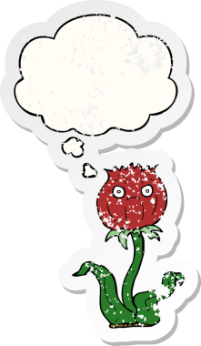 Düşünce baloncuklu çizgi film devedikeni insan tarafından çizilmiş yıpranmış bir çıkartma gibi.