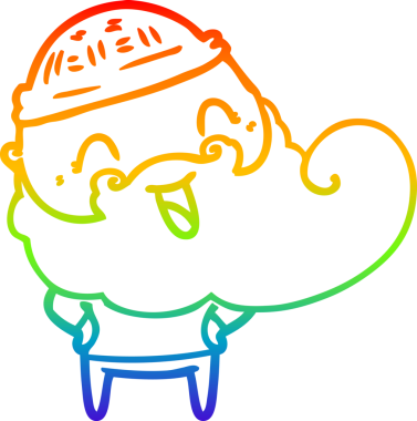 Gökkuşağı gradyan çizgisi bir insan tarafından çizilmiş mutlu sakallı bir adamın çizimi