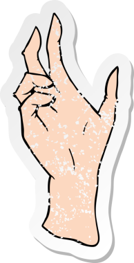 Bir insan tarafından çizilmiş bir karikatür elin gerilmiş çıkartması.