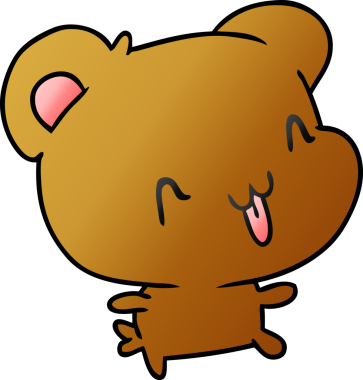 gradyan çizgi film illüstrasyonu kawaii bir insan tarafından çizilmiş sevimli mutlu ayı