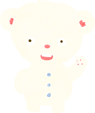 Bir insan tarafından çizilmiş kutup ayısı yavrusunu sallayan at arabası.