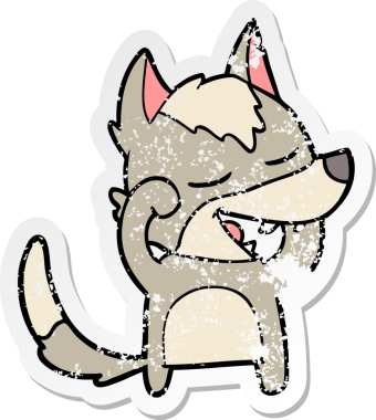 Bir insan tarafından çizilmiş bir karikatür kurdunun sıkıntılı çıkartması.