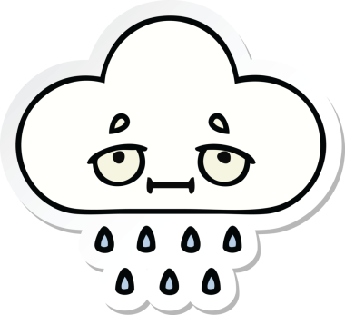 Bir insan tarafından çizilmiş şirin bir yağmur bulutunun çıkartması.