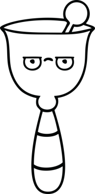 Bir insan tarafından çizilmiş okul çanının çizgi çizimi.