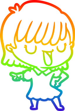 gökkuşağı gradyan çizimi bir insan tarafından çizilmiş bir karikatür kadın