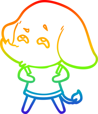 gökkuşağı gradyan çizimi bir insan tarafından çizilmiş bir fil karikatürü