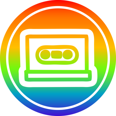 bir insan tarafından çizilmiş gökkuşağı eğimli bant dairesel simgesi