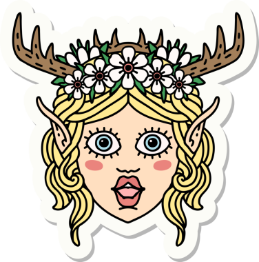 Bir insan tarafından çizilmiş bir Elf Druid karakterinin çıkartması.