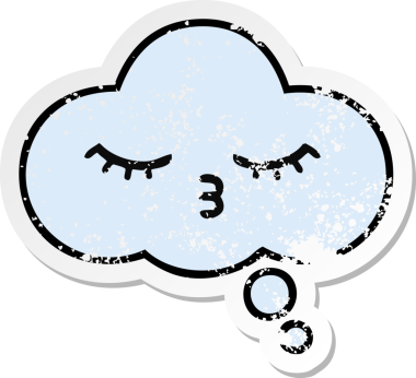 Bir insan tarafından çizilmiş tatlı bir çizgi film düşünce balonunun sıkıntılı çıkartması.