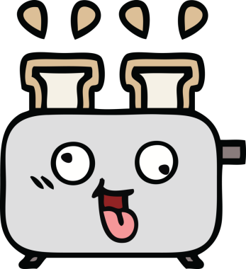 Bir insan tarafından çizilmiş bir tost makinesi karikatürü.