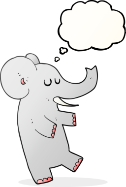 Bir insan tarafından çizilmiş serbest çizim balon karikatür dans fili