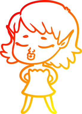 Bir insan tarafından çizilmiş güzel bir elf kızı çizimi.