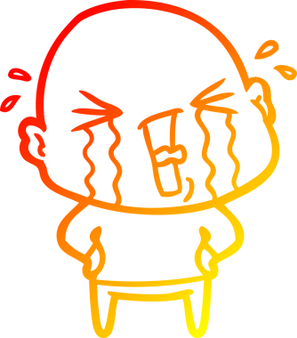 Bir insan tarafından çizilmiş, ağlayan kel bir adamın çizgi çizimi.