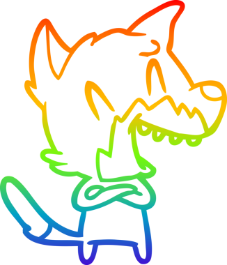 Bir insan tarafından çizilmiş gülen tilki çizgi filmi.