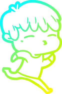 Bir çizgi film karakteri çizen soğuk gradyan bir insan tarafından çizilmiş meraklı çocuk.