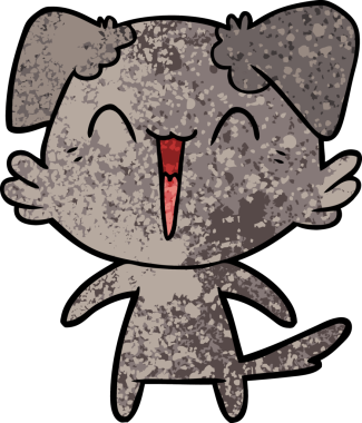 Bir insan tarafından çizilmiş küçük mutlu köpek çizgi filmi.