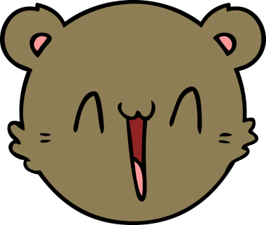 Bir insan tarafından çizilmiş sevimli bir oyuncak ayı yüzü.